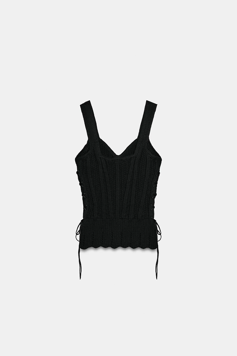TOP STYLE CORSET EN MAILLE À CORDONS