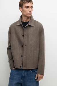Striped double wool blend jacket