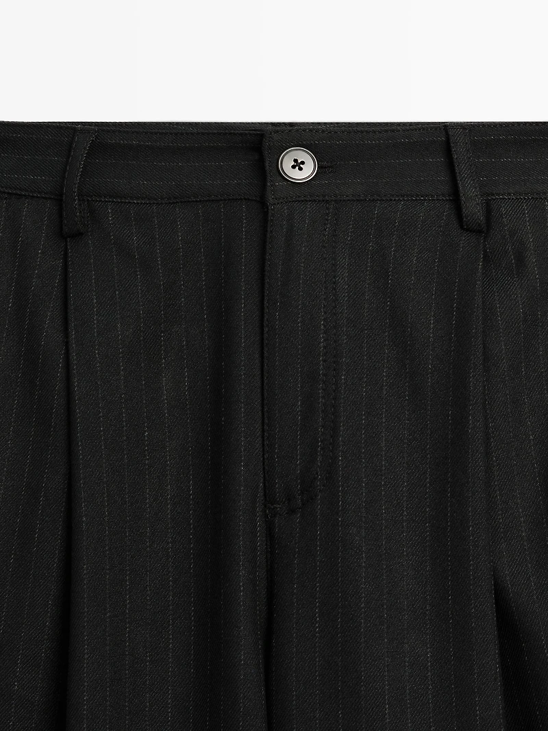 Mid-rise wide-leg pinstripe trousers
