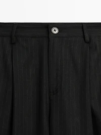 Mid-rise wide-leg pinstripe trousers