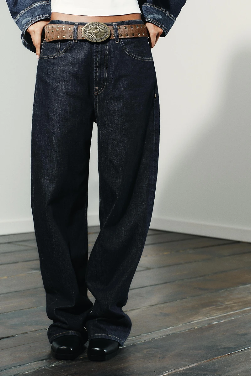 TRF HIGH WAIST STRAIGHT LEG JEANS WITH LOOP