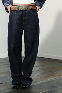 TRF HIGH WAIST STRAIGHT LEG JEANS WITH LOOP