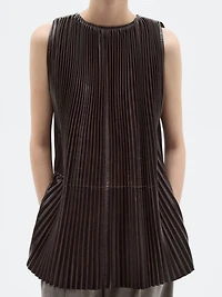 Long pleated nappa leather top - LIMITED