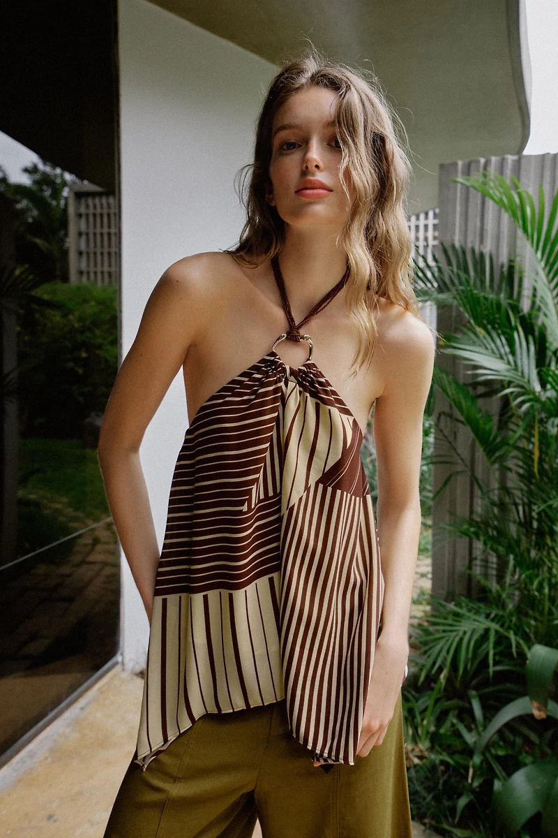TOP HALTER IMPRIMÉ FANTAISIE