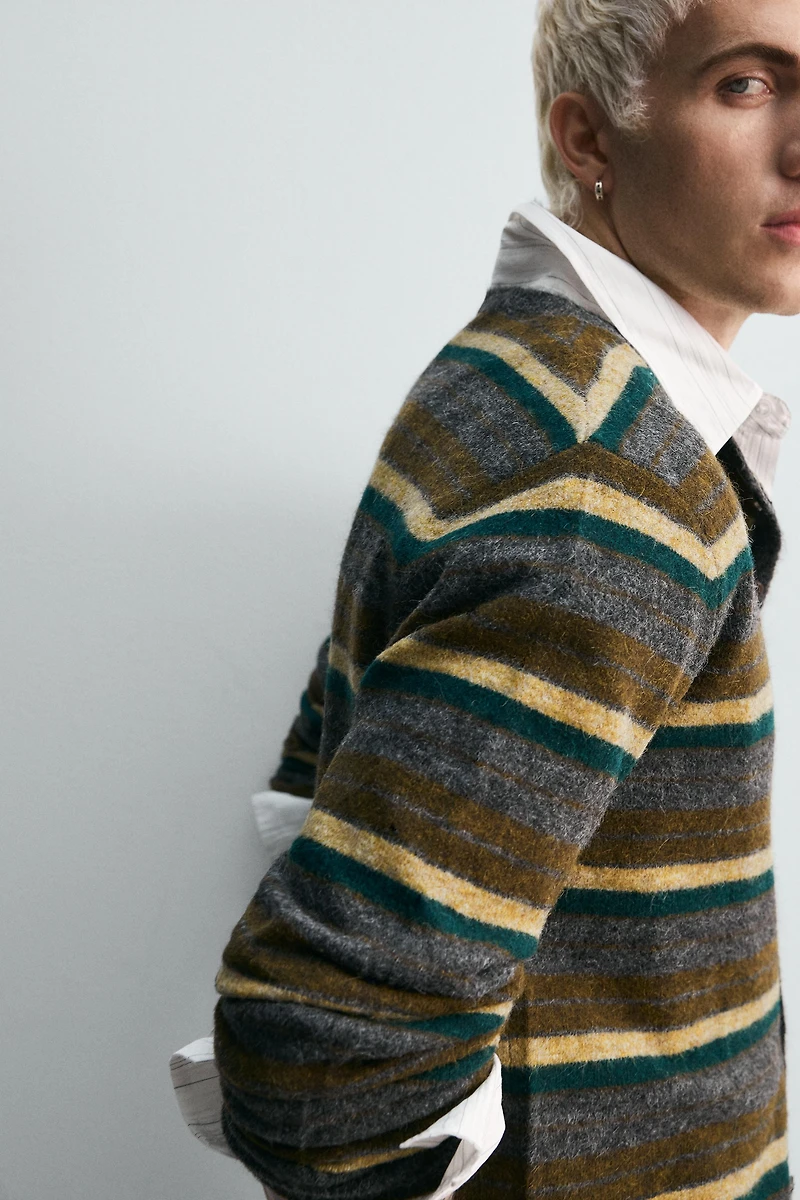 STRIPED JACQUARD CARDIGAN