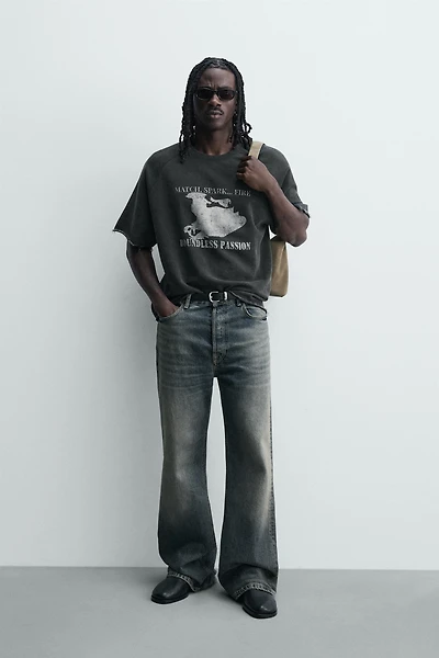 WASHED SWEATSHIRT WITH CONTRAST PRINT