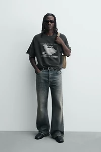 WASHED SWEATSHIRT WITH CONTRAST PRINT