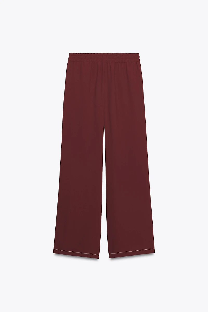 WIDE-LEG PANTS WITH CONTRAST STITCHING