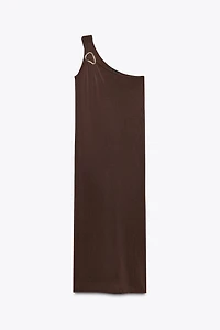 ROBE MIDI EN MAILLE ASYMÉTRIQUE AVEC DÉCOR