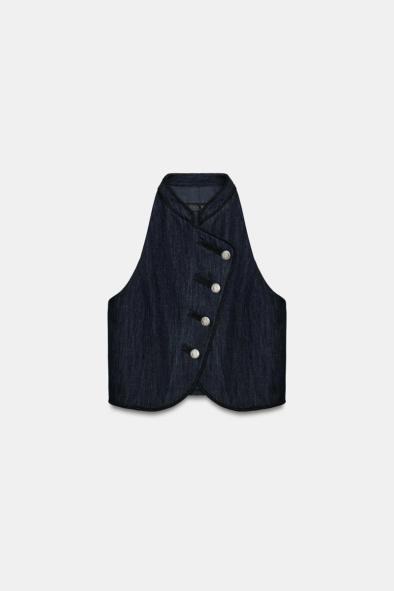 GILET HALTER LISERÉS CONTRASTE