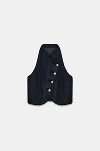 GILET HALTER LISERÉS CONTRASTE