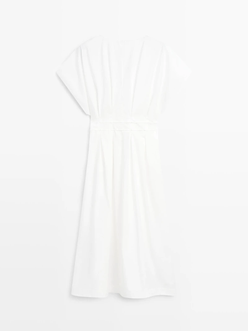 Poplin flounce midi dress