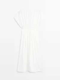 Poplin flounce midi dress