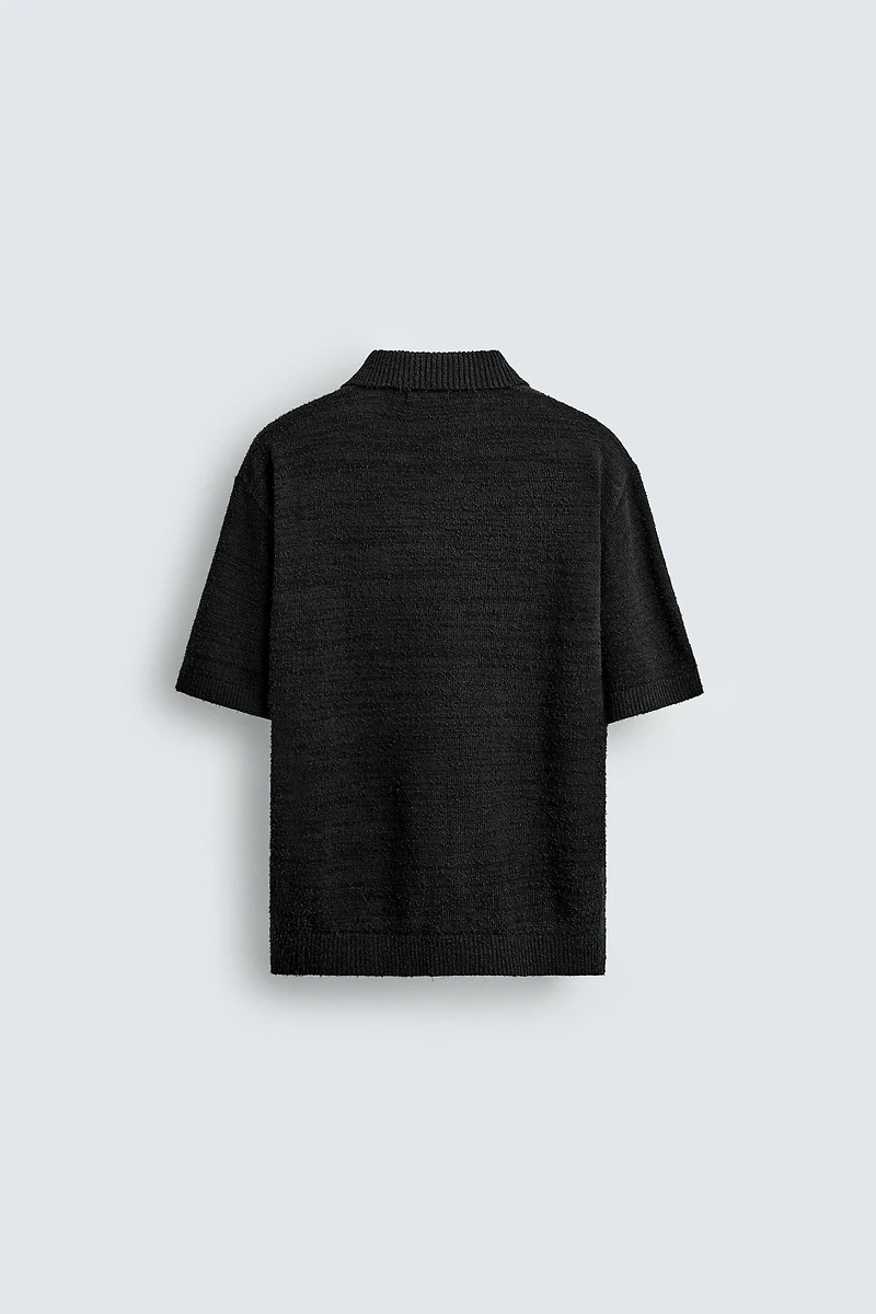 TEXTURED RELAXED FIT KNIT POLO