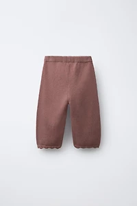 EMBROIDERED KNIT STRAIGHT LEG PANTS