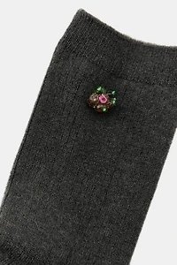 CHAUSSETTES UNIES FLEUR CRISTAL