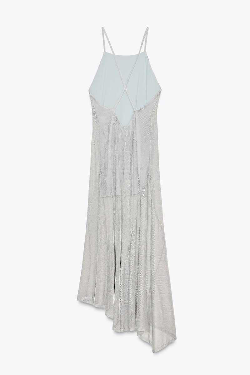 METALLIC THREAD MIDI DRESS