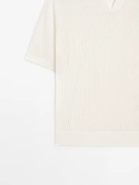 Cutwork V-neck polo shirt