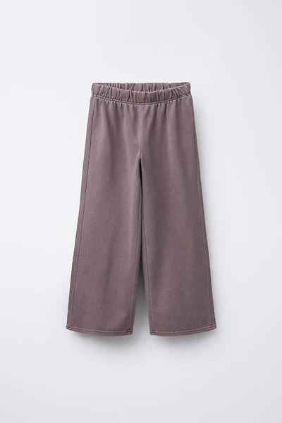 WASHED EFFECT WIDE LEG PANTS