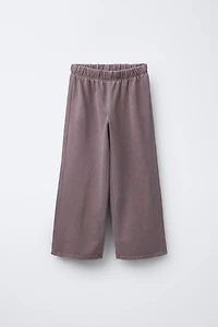 WASHED EFFECT WIDE LEG PANTS