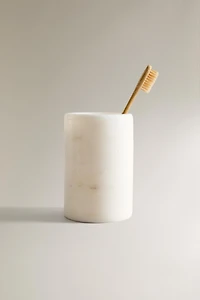 WHITE MARBLE TOOTHBRUSH HOLDER