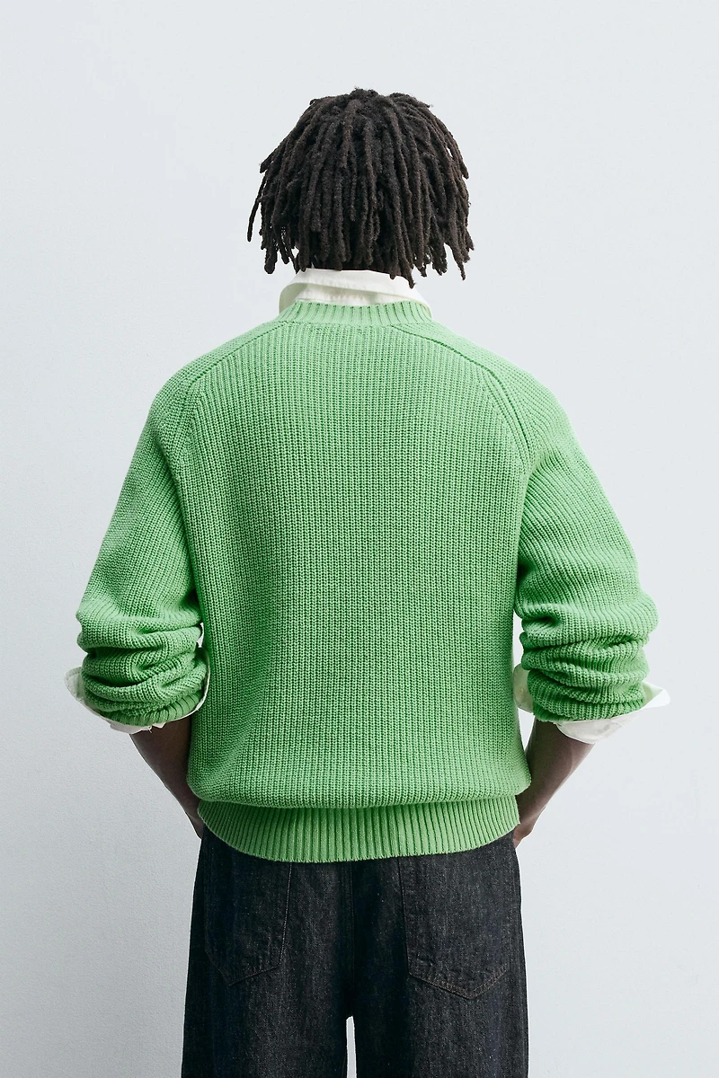 TEXTURED COTTON-CASHMERE SWEATER
