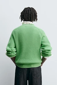 TEXTURED COTTON-CASHMERE SWEATER