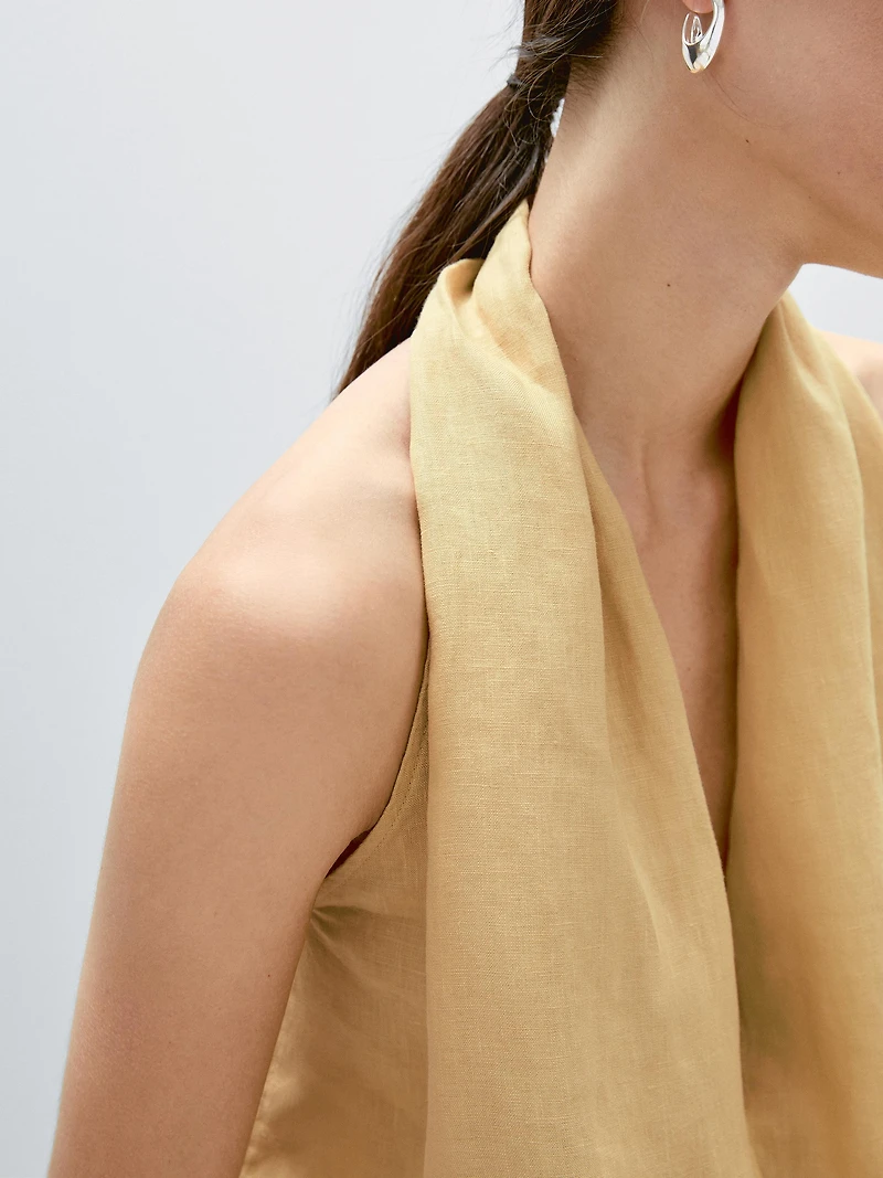 Linen crossover halter top