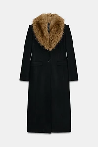 WOOL BLEND COAT WITH FAUX FUR COLLAR ZW COLLECTION