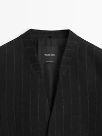 Pinstripe lapelless blazer