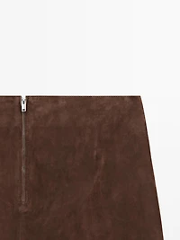 Suede leather mini skirt