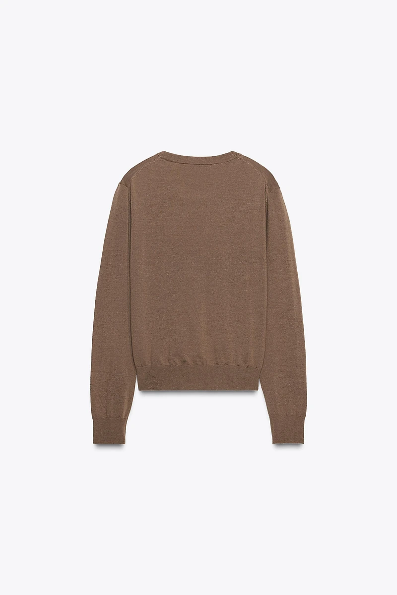 100% WOOL PLAIN KNIT SWEATER