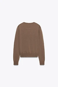 100% WOOL PLAIN KNIT SWEATER