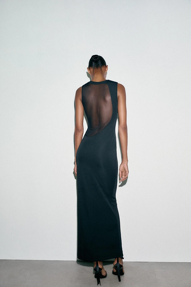 LONG COMBINATION TULLE DRESS