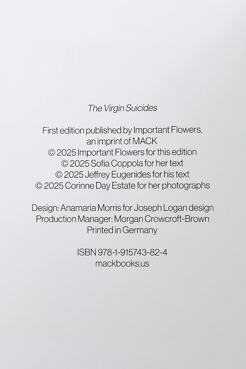 BOOK THE VIRGIN SUICIDES BY SOFIA COPPOLA