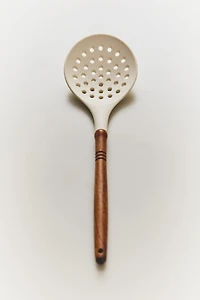 SILICONE AND WOOD SLOTTED SPOON
