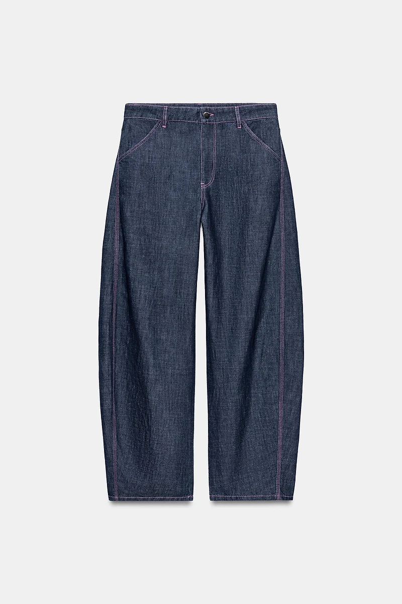 PANTALON BARREL AVEC LIN