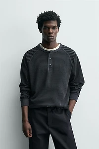 STRIPED HENLEY T-SHIRT