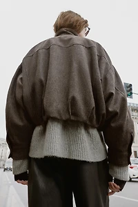 HERRINGBONE BALLOON BOMBER JACKET