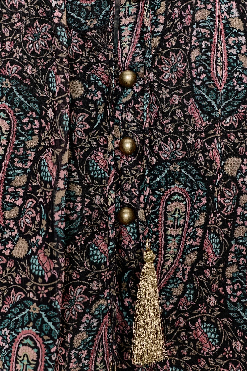 PRINTED SEMI-SHEER BLOUSE