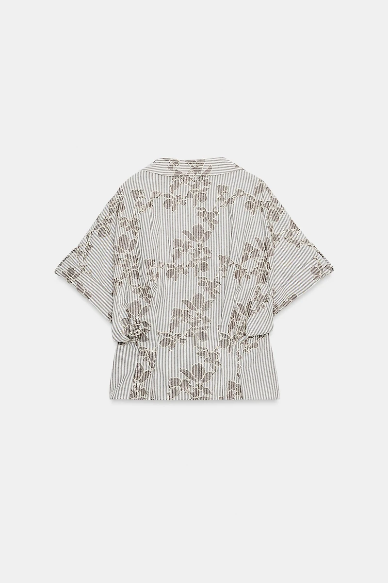 EMBROIDERED SEQUIN CROPPED SHIRT
