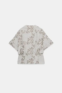 EMBROIDERED SEQUIN CROPPED SHIRT