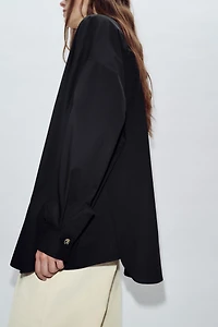 V-NECK POPLIN SHIRT