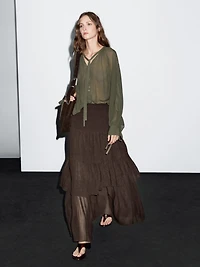 Long ruffled skirt