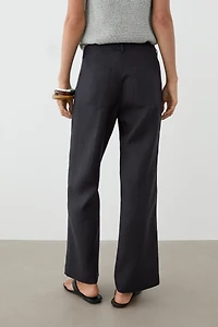 Pantalon kick flare cropped en lin