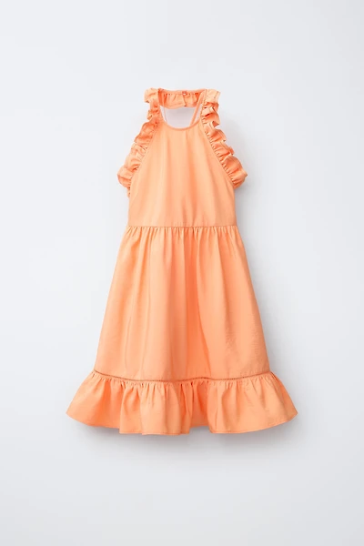 RUFFLED HALTER DRESS