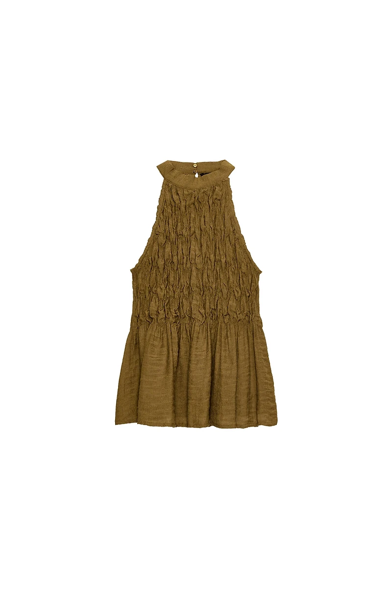 RUCHED HALTER TOP