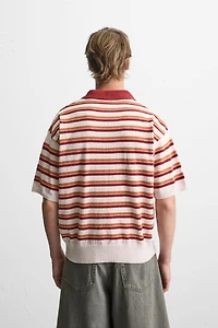 POLO EN MAILLE RAYURES TEXTURÉ