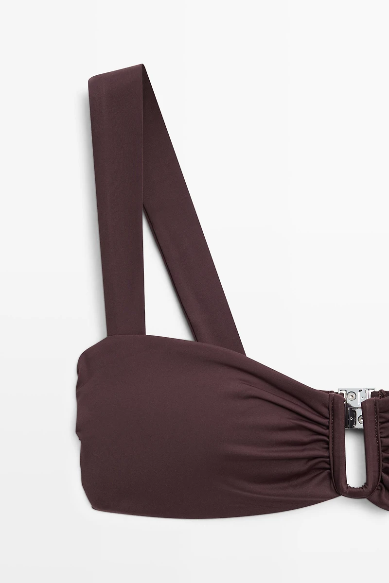 Strappy bikini top with gathered detail