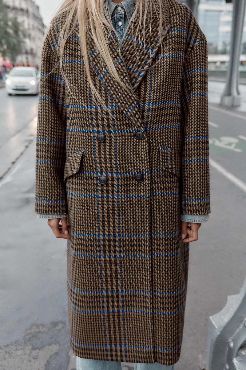 MANTEAU OVERSIZE À CARREAUX